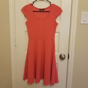 Pink Cap Sleeve Fit and Flare Dress